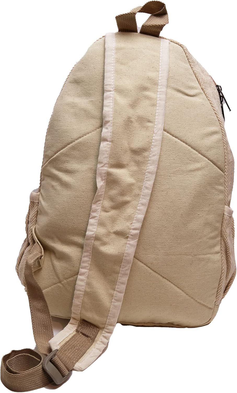 Zen Canyon Small Natural Hemp Herringbone Sling Bag Backpack Daypack, 15 x 9 Inches