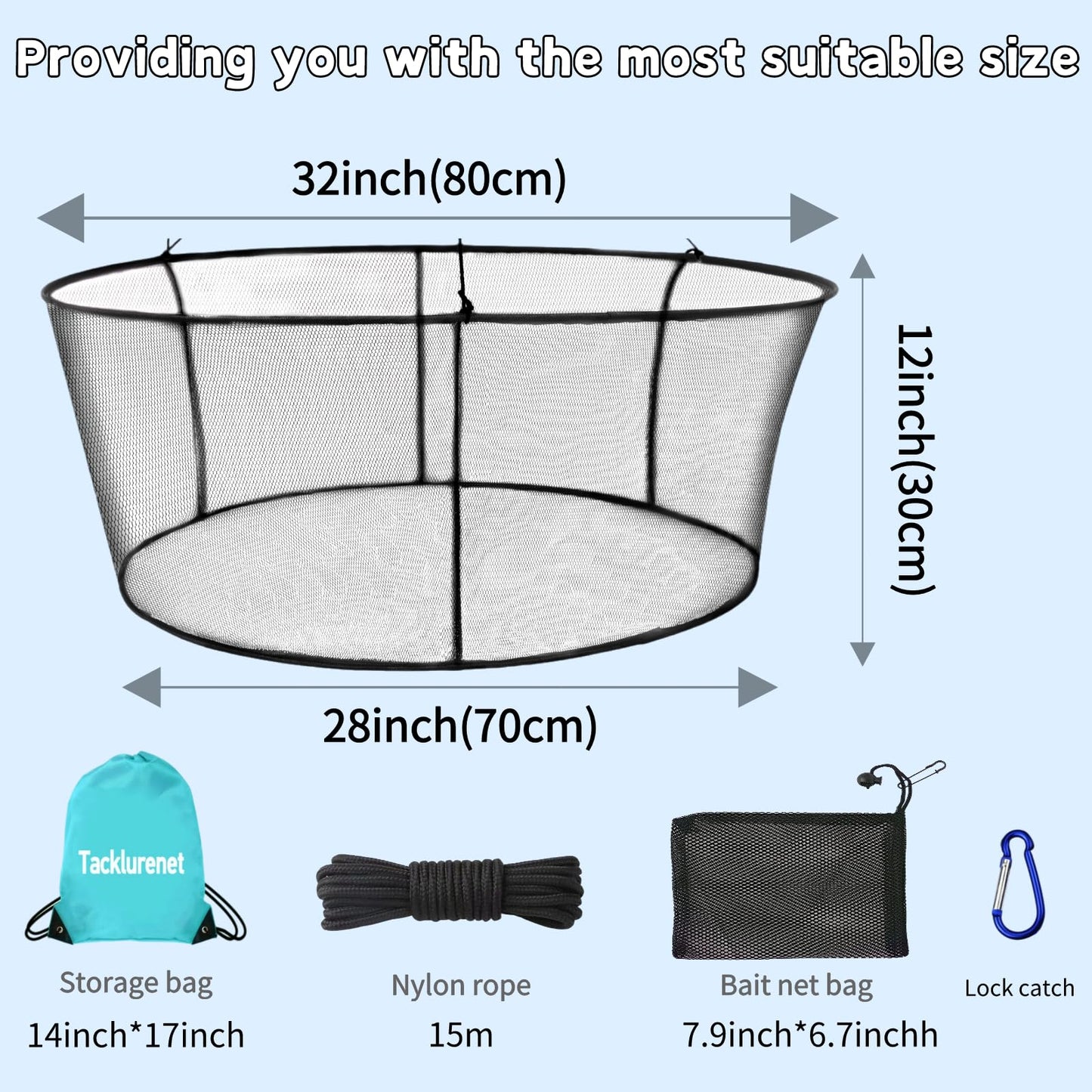 Foldable Drop Net for Pier Fishing, Pier Fishing for 32inch*28inch Pier Net with Waterproof and Quick-Drying, Drop Net for Pulling Up Fish with Rope for Minnows, Crawfish, Shrimp, Diameter