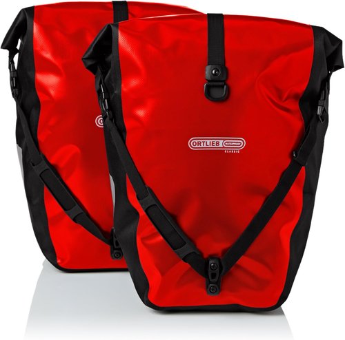 Back-Roller Classic QL2.1 Bicycle Bags - Waterproof 40L Pair in Black/Red