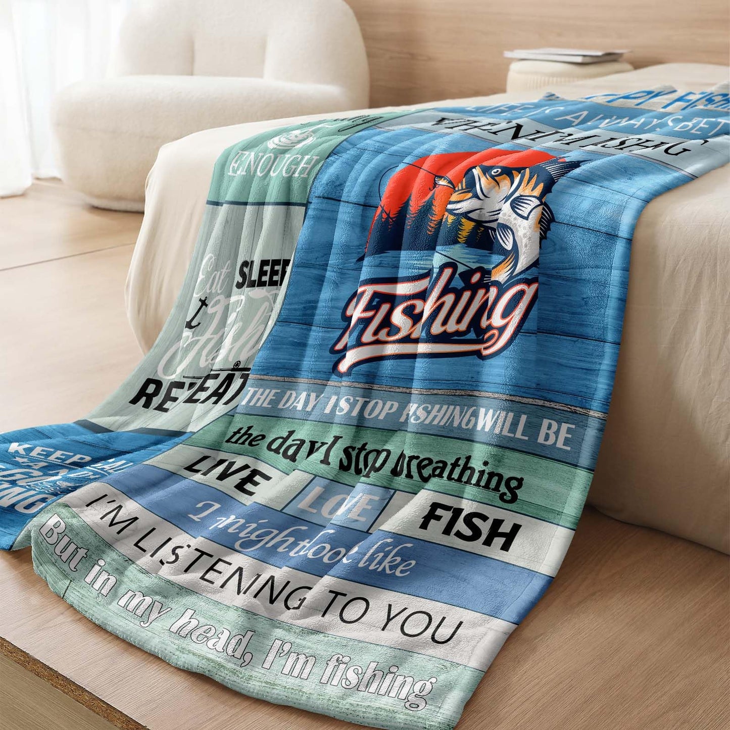 Fishing Gifts Blanket,Fishing Gifts for Men,Gifts for Men Who Love Fishing,Best Gifts for a Fisherman,Funny Fishing Gifts for Boys,Dad,Women,Fisherman Gifts Throw Blanket 60inx50in