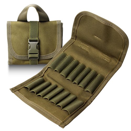 Tactical Ammo Pouch 14 Round Rifle Bullets Holder Foldable Molle Shell Pouch Ammo Wallet for Hunting Shooting Ammunition Storage Bag Utility Magazine Pouch for Bullets