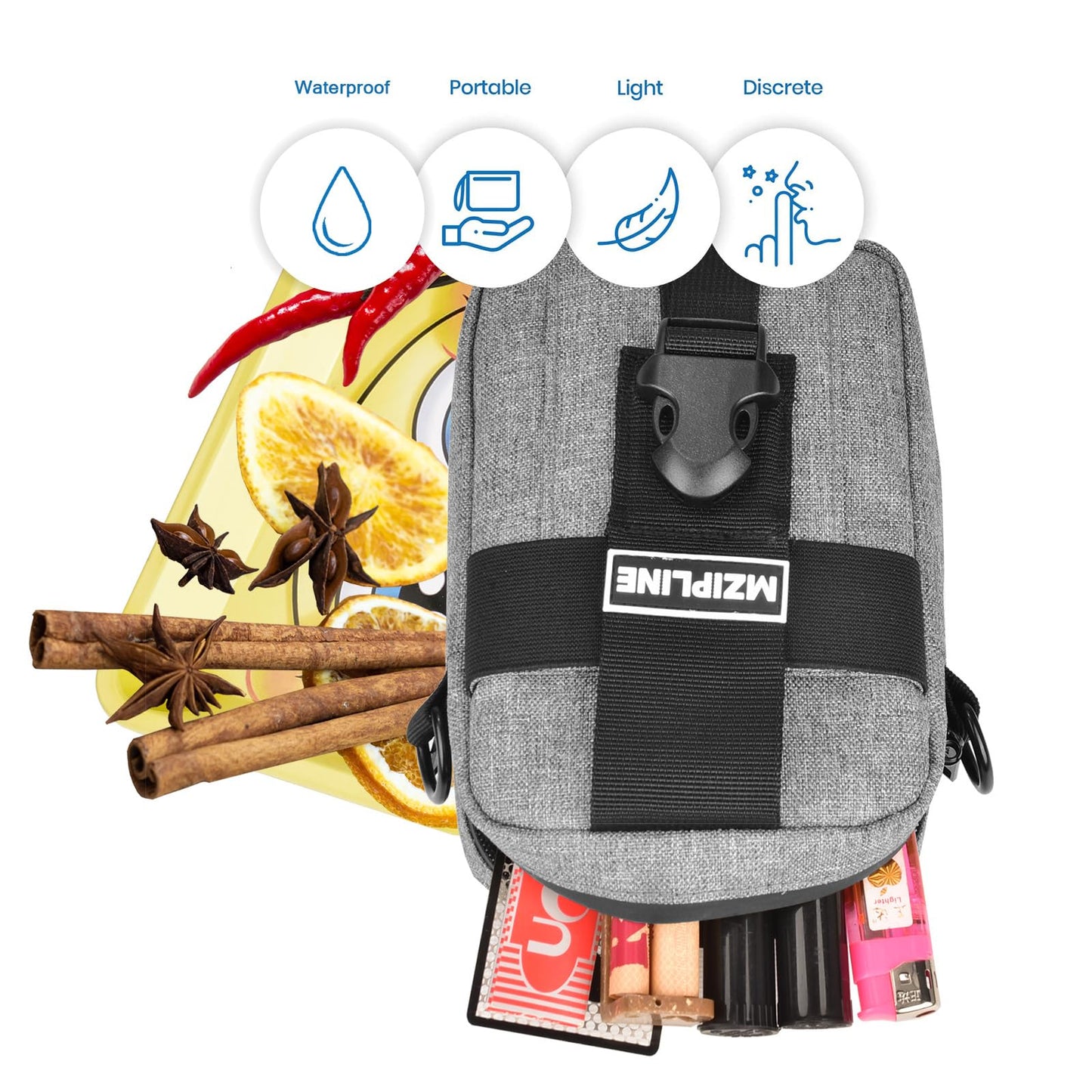 MZIPLINE Tactical Bag- Smell Proof -Crossbody Sling Shoulder Bags with Carbon Lining for Man