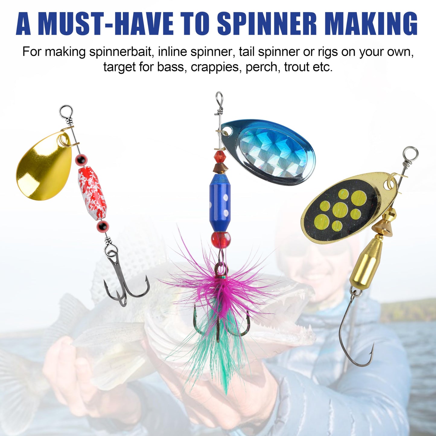 Fishing Lure Bodies Kit, 60PCS Sinker Weights Brass Painted Spinner Body Beads Bullet Slip Sinker DIY Inline Bait Making Supplies Parts