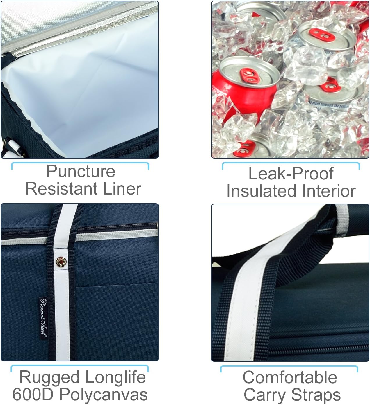 Picnic at Ascot 64 Can Capacity Semi Rigid Collapsible Leakproof Cooler- Designed & Quality Approved in the USA