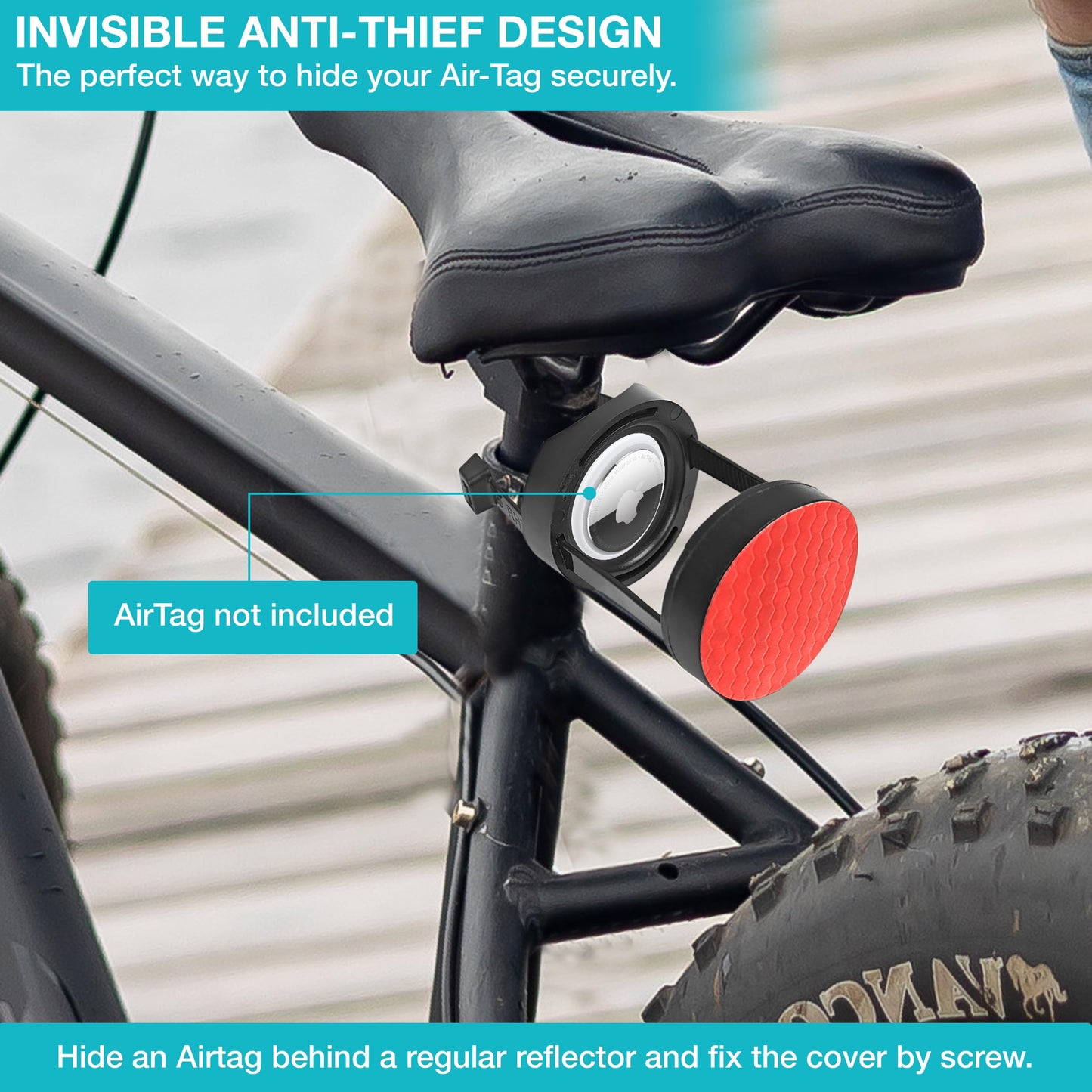 Premium Bike Reflector Airtag Holder - Anti-Theft Safety Solution for Your Bicycle - Enhance Visibility and Track Your Bike - Ensure Peace of Mind.