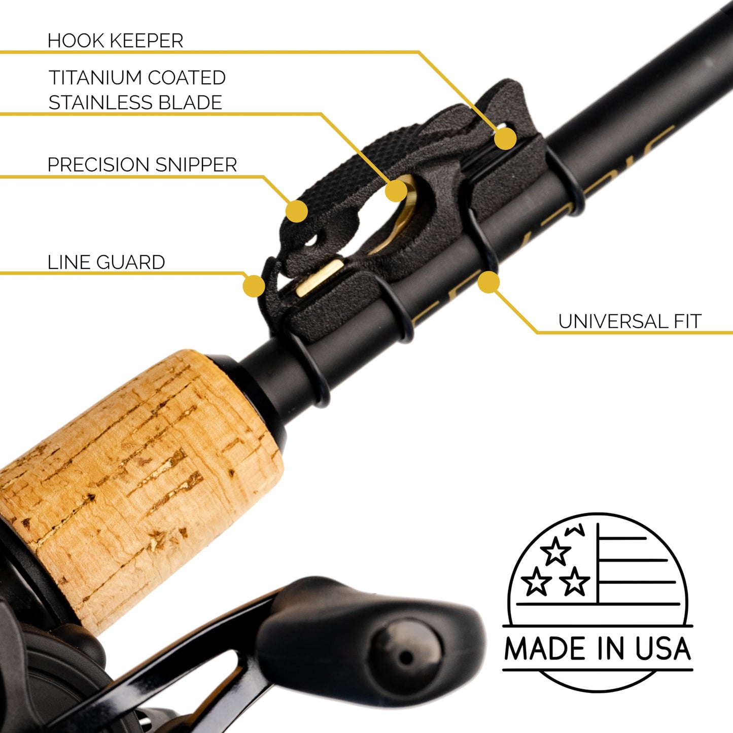 FinMan Gold Multitool & Stow Bundle for Freshwater Fishing | Line Cutter & Hook Keeper | Prevent Tangles, Keep Hooks Secure