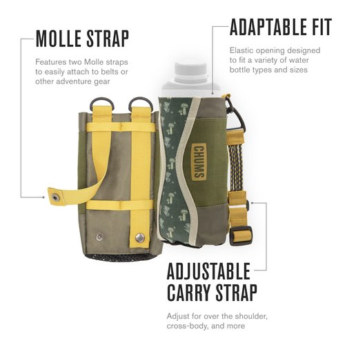 Chums Fjord Bottle Elastic Sling Bag – Adjustable Nylon and Polyester Tactical Tote for Water Bottles and Flasks (Fireside)
