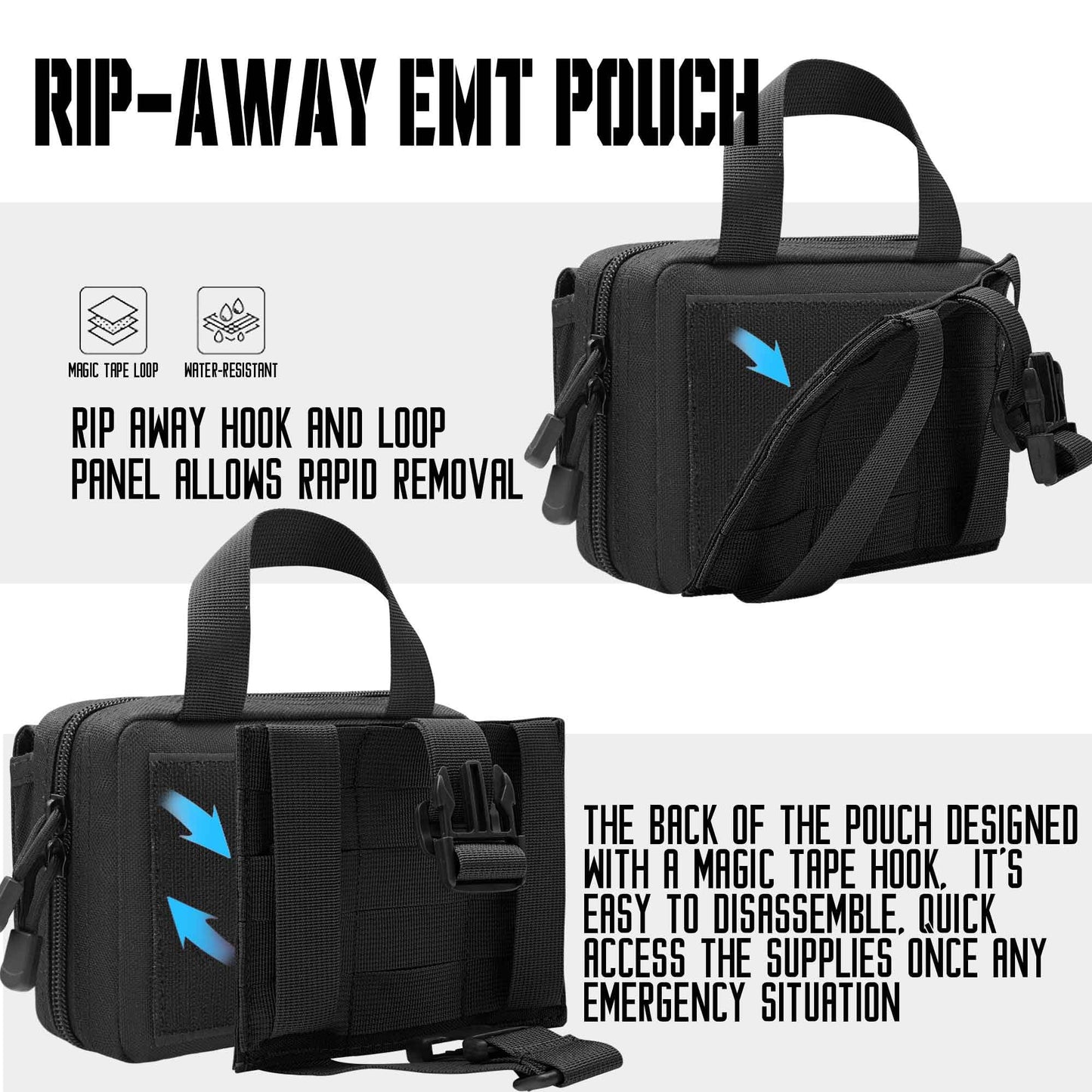 1000D Laser Cut Ifak Pouch, Upgrade Tactical Molle Rip Away EMT First Aid Ifak Pouches Medical Empty Bag for Duty Belt Backpack Vest