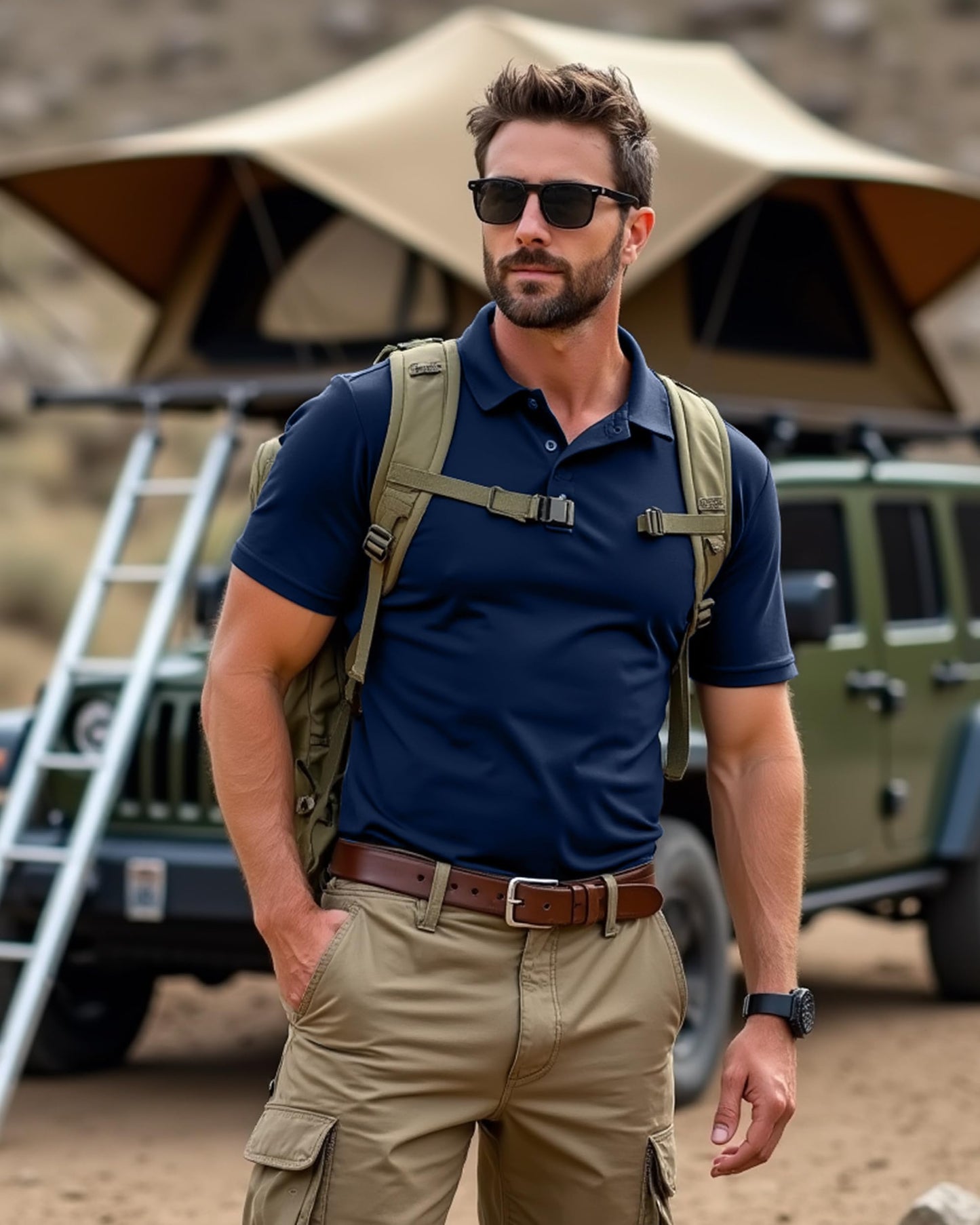NY Threads Men's Polo Shirt Short Sleeves UPF 50+ Quick Dry Performance Tactical Pique Jersey Golf Shirt, X-Large, Navy Blue