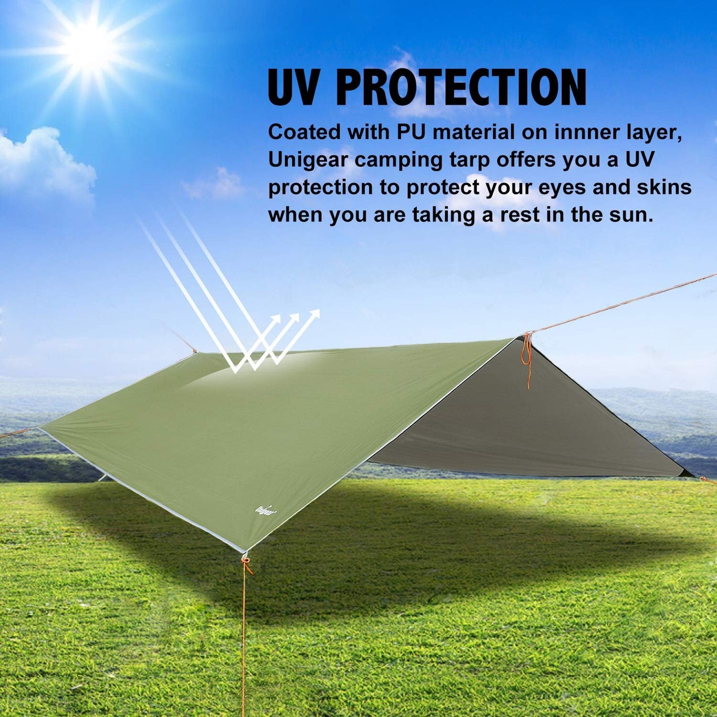 Unigear Hammock Rain Fly, 16.4/14.4/13/10ft Camping Tarp, UV Protection & Waterproof & Lightweight for Camping, Backpacking and Outdoor Adventure (Brown,10 * 10ft)