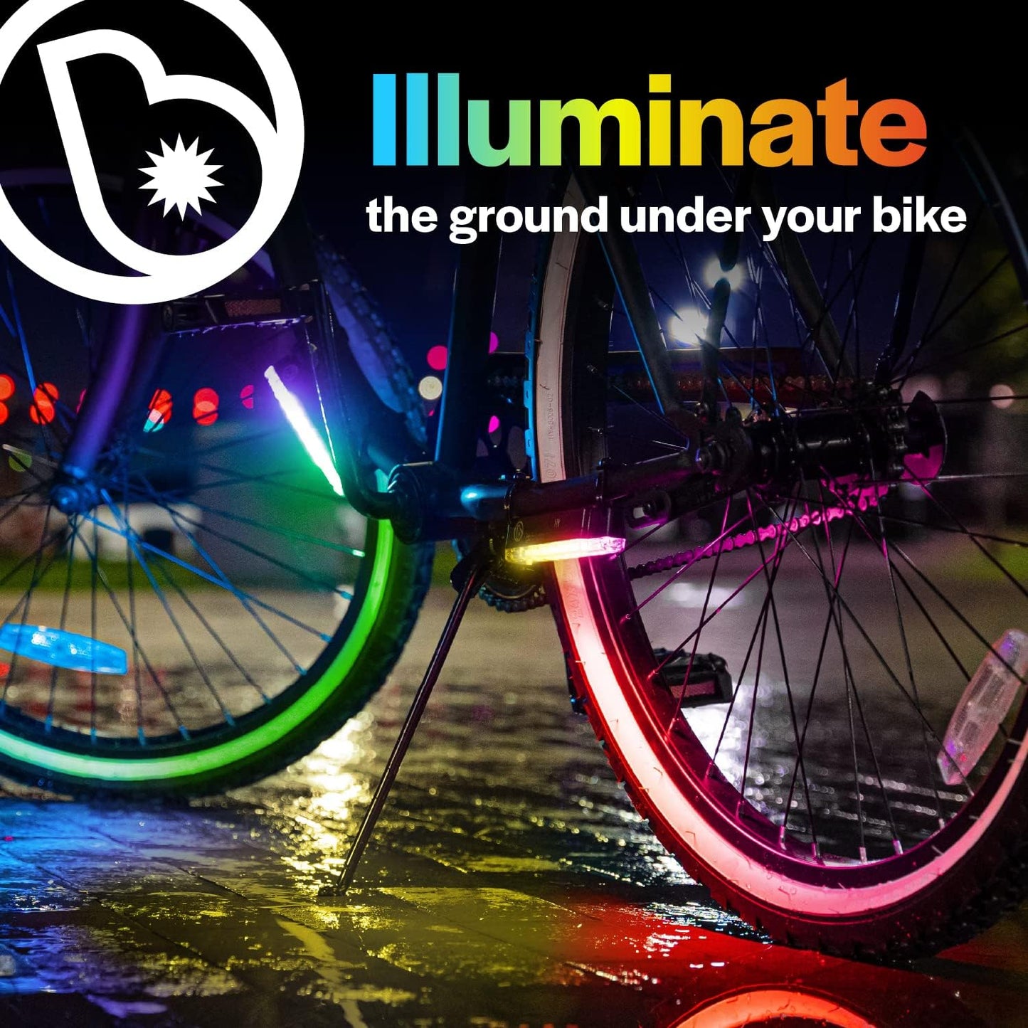 GoBrightz LED Bike Frame Light - Night Riding Underglow Light Bar with 4 Modes - Cool Bicycle Lights for Kids & Adults