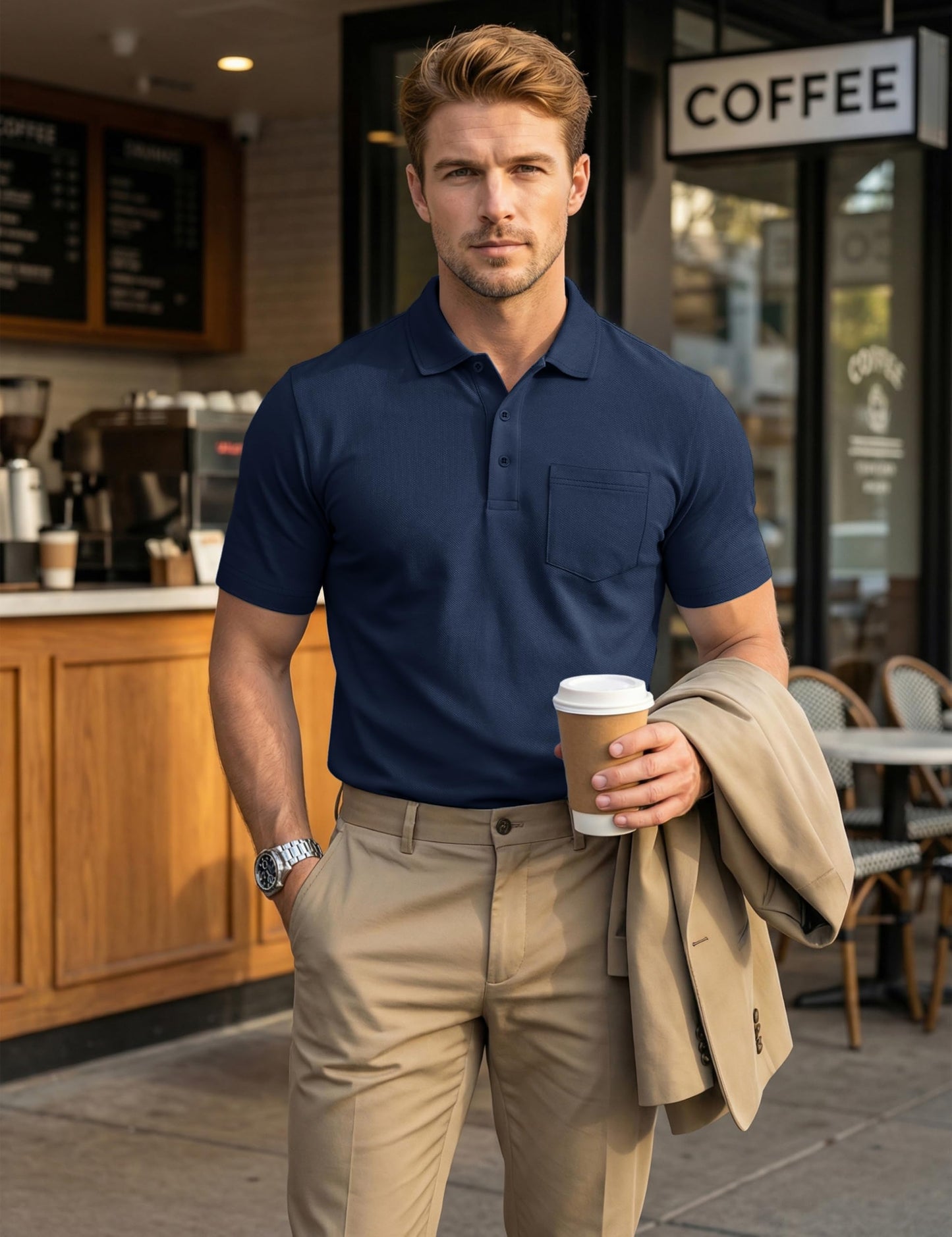 MAGCOMSEN Men's Polo Shirts Cotton Pique Short Sleeve Golf Shirts Polo Summer Work Shirts Casual T Shirts Cooling Shirts