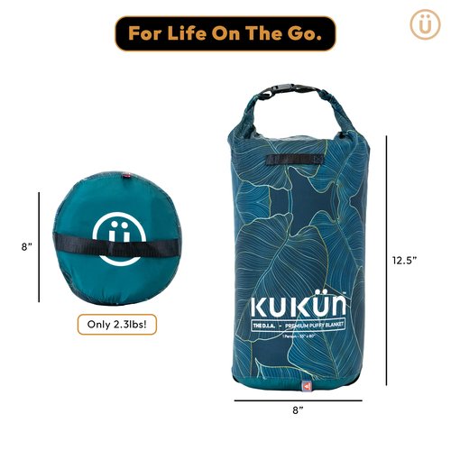 KUKÜN - Versatile Packable Outdoor Camping Blanket, Puffy Blanket, Primaloft® Insulation, Warm, Durable, Lightweight, Waterproof, Oversize, Beach, Stadium, and More! 55"x80" (Golden Foliage)