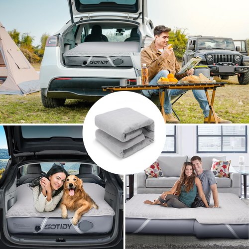 GOTIDY Car Air Mattress Sheet, Cotton-Lined SUV Air Mattress Fitted Sheet, Ultra Soft TPU Waterproof Car Bed Sheet Fits SUV Air Mattress (Gray)