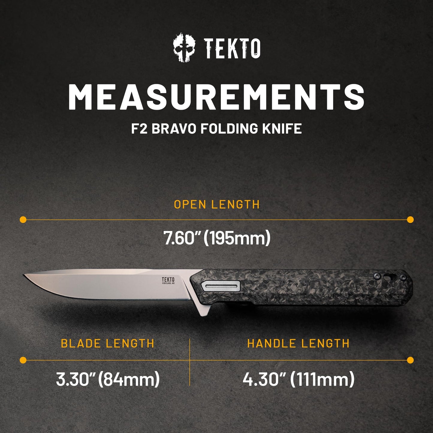 TEKTO F2 Bravo Folding Knife Pocket - D2 Steel Blade, Ceramic Ball Bearings - EDC - Snap, Swift Flip - Camping, Backpacking - 2.4oz (68g), Forged Carbon Handle, Silver Titanium Accents