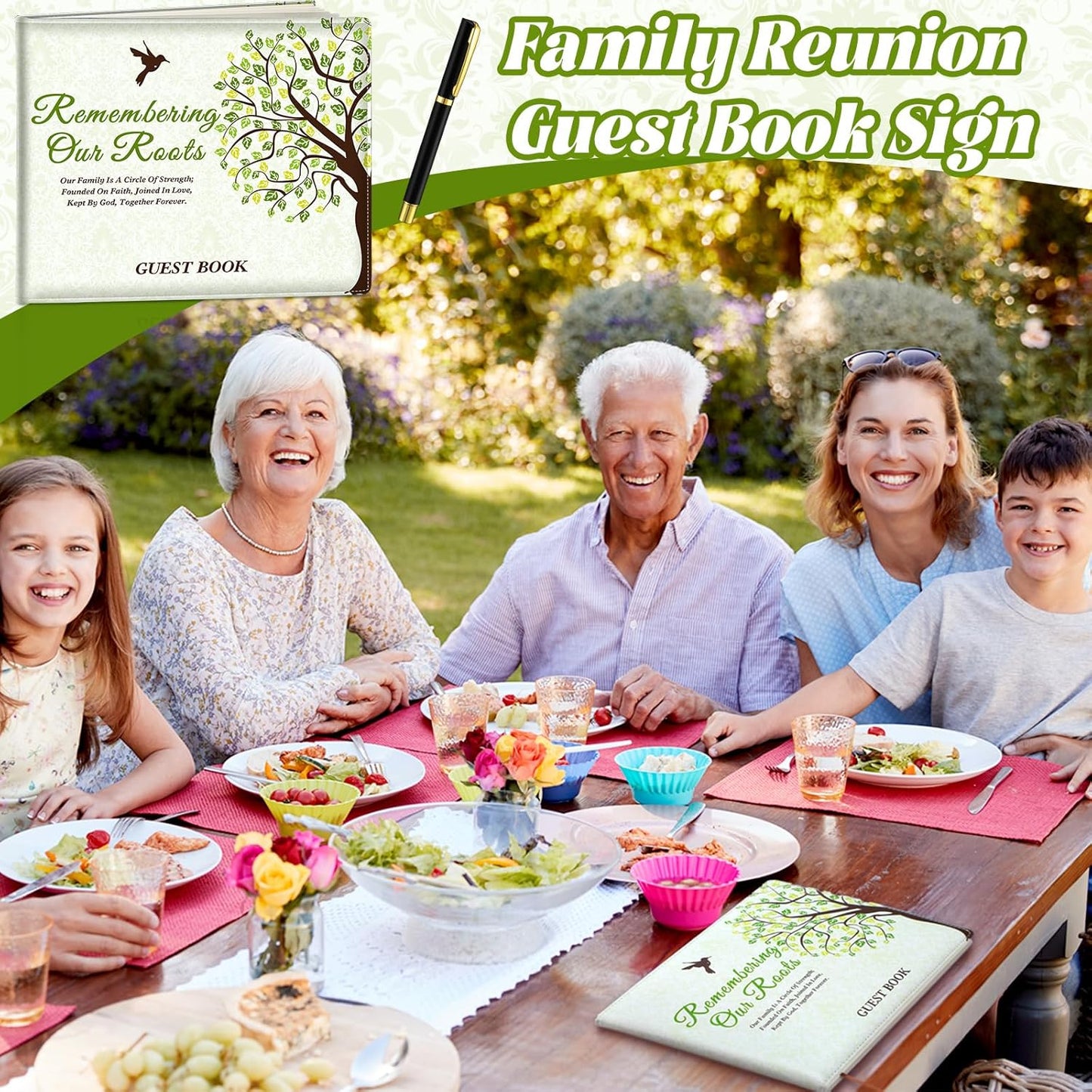 Patelai Family Reunion Party Favors Decorations Family Reunion Guest Book Sign in Good Tree Guest Book Gathering Decorations with Pen, 112 Pages(Trendy)