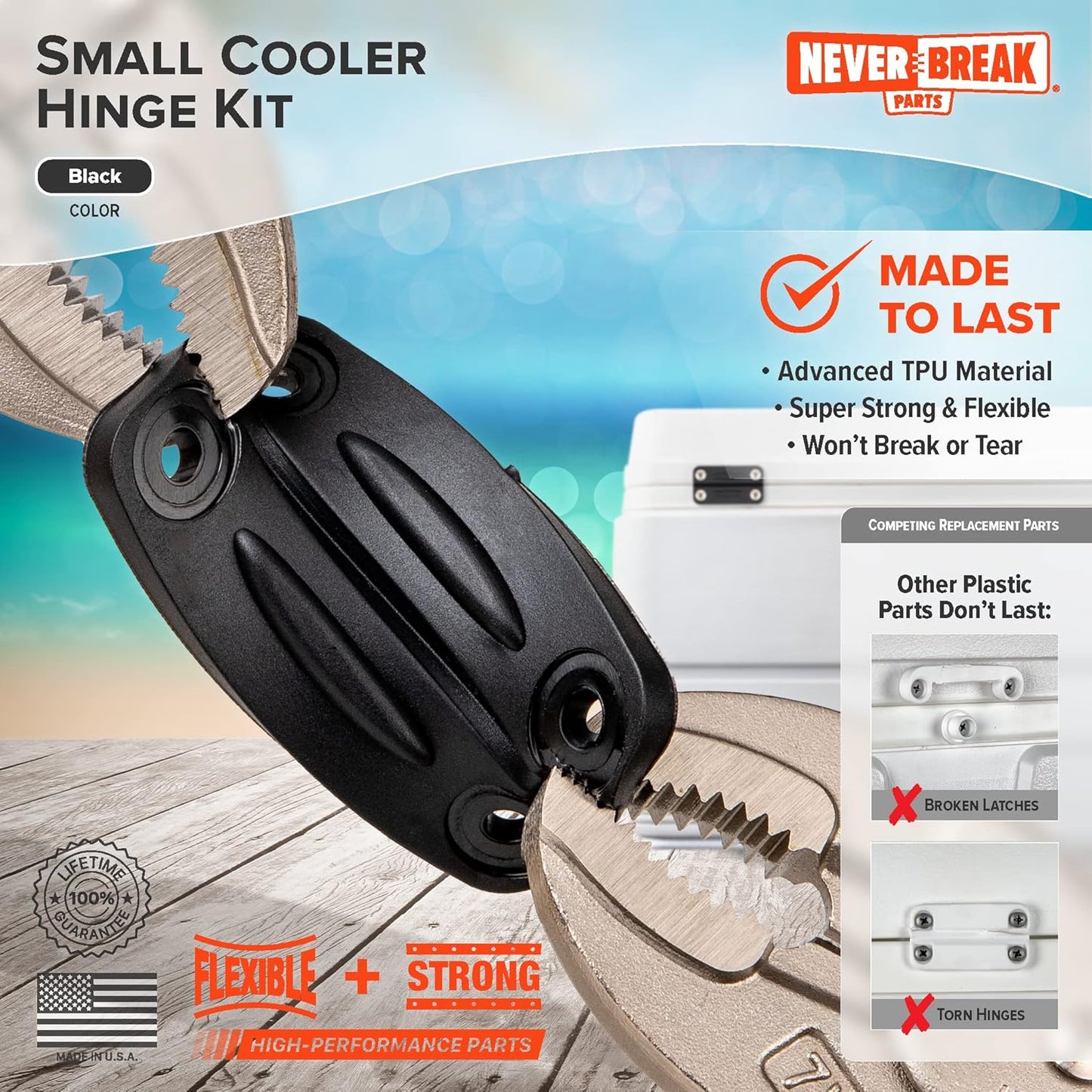 NeverBreak Parts - 2 Pack White Igloo Cooler Hinges Replacement with Screws | High Strength Igloo Cooler Replacement Parts | Igloo Parts kit for ice chests