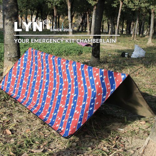 Patriot Edition:LYN All-Weather Heavy Duty Solar Emergency Survival Blanket-Star Spangled,Reflective Space Thermal Infrared-Blocked Insulated from Mylar/Foil for Rescue,Camping,Hiking,Trap,Snow&Pet
