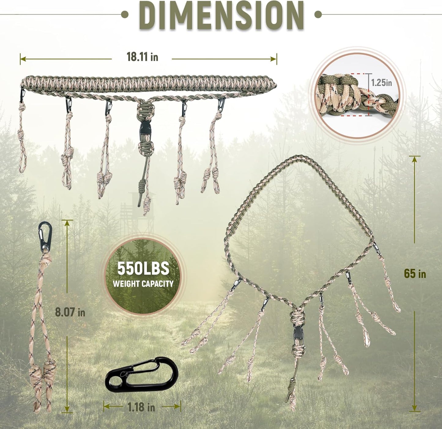 GLORYFIRE Duck Call Lanyard with Removable Drops Secures 11 Call Premium Real Nylon Game Call Lanyard Hand Braided Camo 550LB Paracord Goose Calls for Predator Ducks