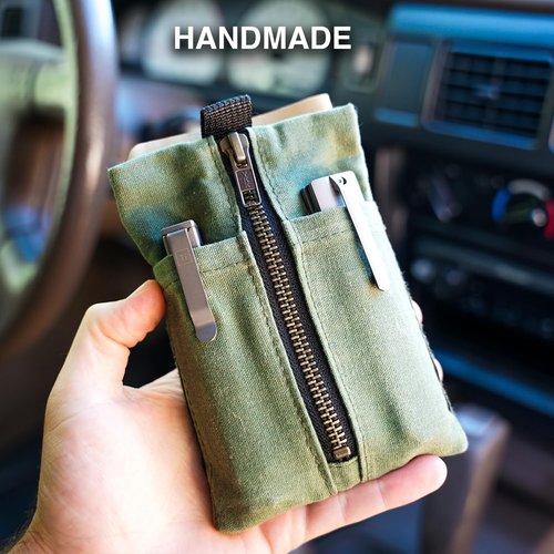 EDC Canvas Pouch, Pocket Organizer, Mighty Pouch for Men, EDC Bags with Velcro, Small Tool Pouch, Utility Pouch for Multitools, Waxed Compact Organizer