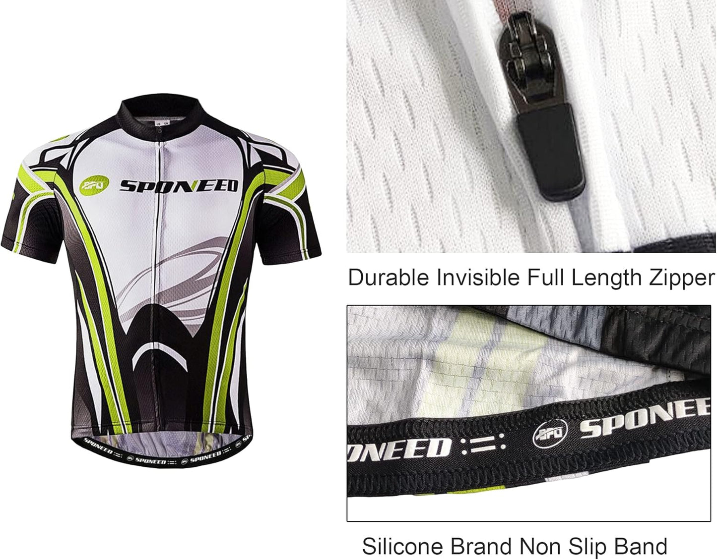 sponeed Men's Cycling Jersey and Bib Short Suit Bicycle Wear Padded Bike Tights