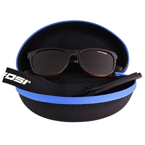 Tifosi Optics Swank Sunglasses Bundle with Case and Eyewear Straps (Brown Fade/Brown)