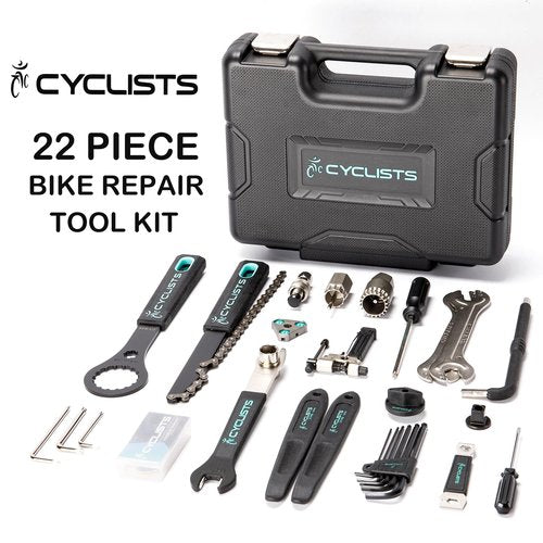 Bike Tool Kit with Storage Case - 22 PCS Bicycle Repair Tool Set Portable Tools Box - Bike Maintenance Tools for Road Bikes and Mountain Bikes