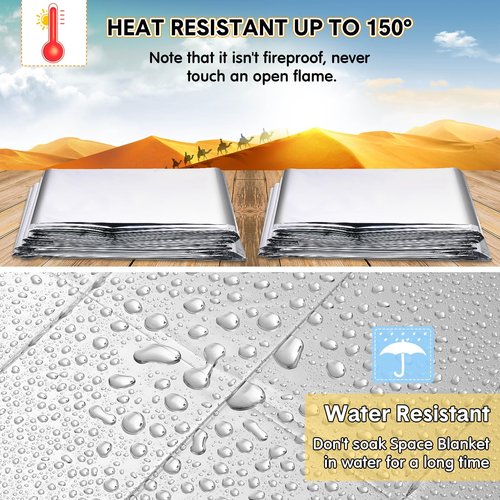 Copkim 100 Pcs Emergency Blankets for Survival 83 x 55 Emergency Foil Thermal Reflective Space Blanket Bulk Waterproof Individually Wrap Survival for Car Camping Outdoor Homeless