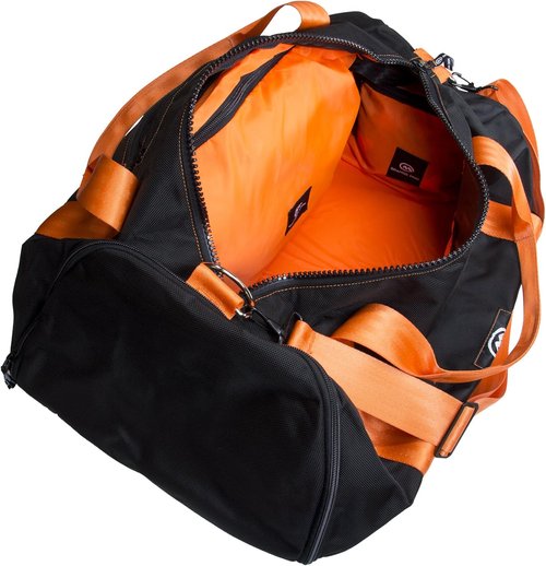 Black Modular Gym Bag with Orange Straps | Versatile Fitness Tote for Active Lifestyle