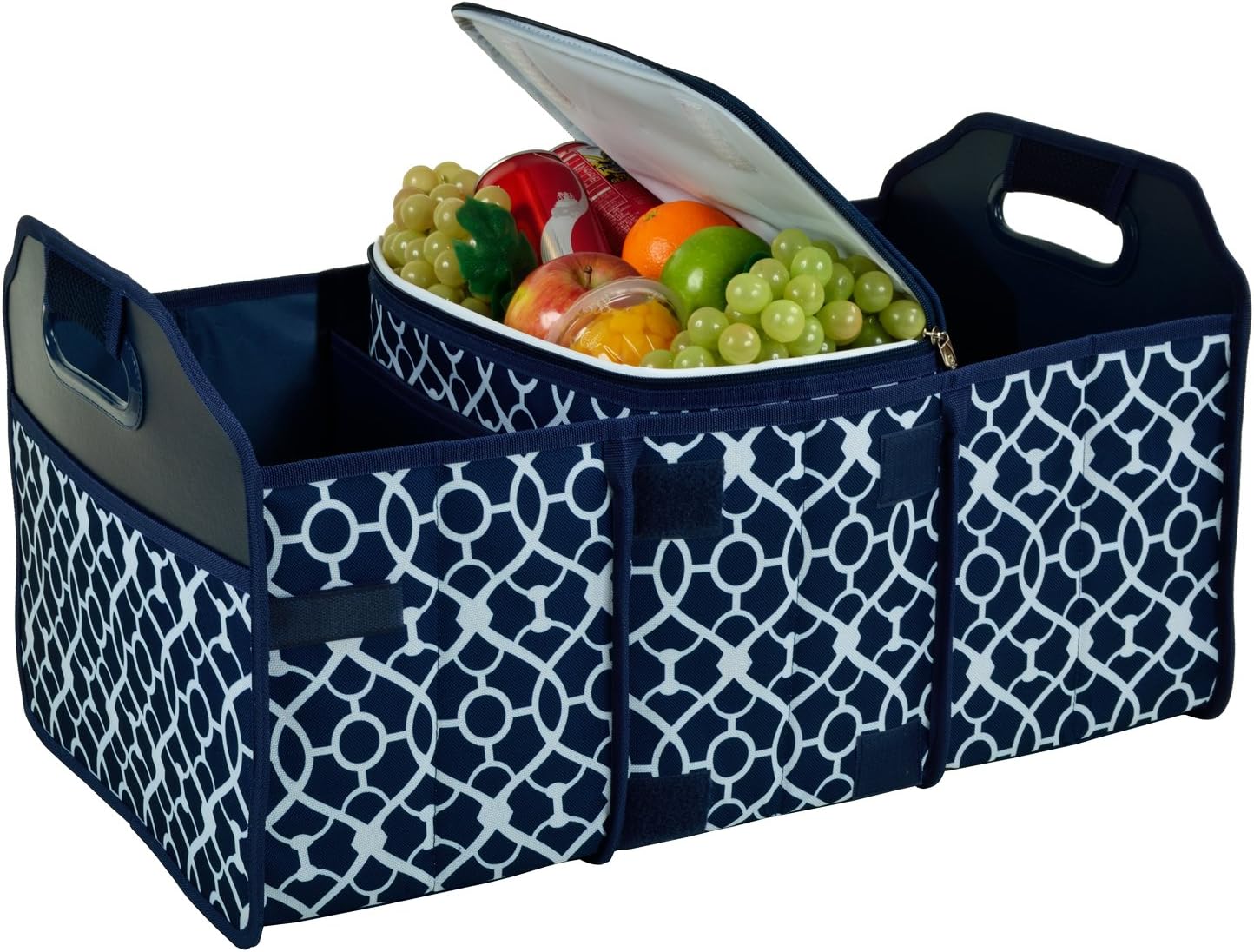 Picnic at Ascot Original Folding Trunk Organizer With Cooler, Red Chevron