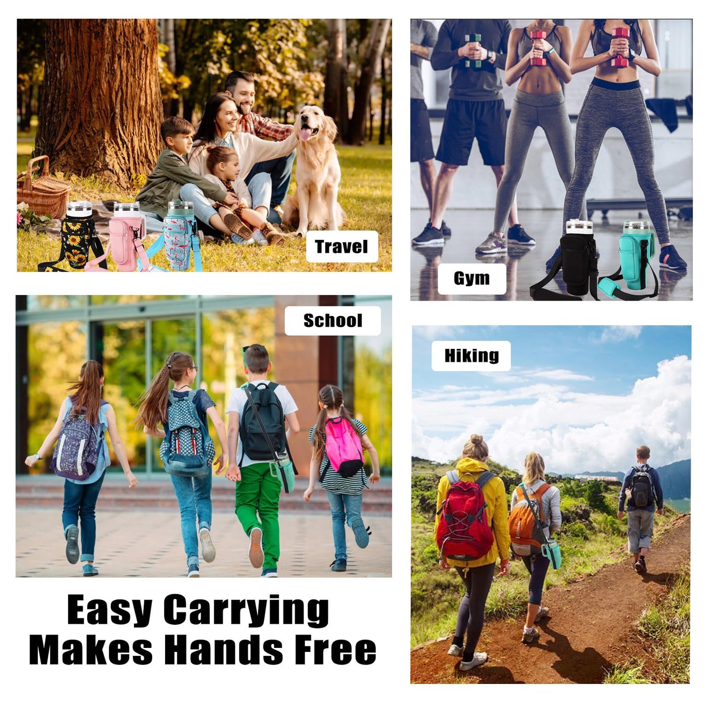 LMYUHONG Water Bottle Carrier Bag Holder for Stanley with Strap Pouch,Fits for Quencher Adventure 40oz,H2.0 Stanley Cup Accessories,Bottle Pouch for Hiking Travelling Camping Climbing,Green
