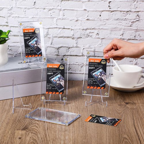 Screw Trading Card Protector with Display Stands Acrylic 35 PT Baseball Card Holder for Football Sports Game Business Display(30 Pcs)