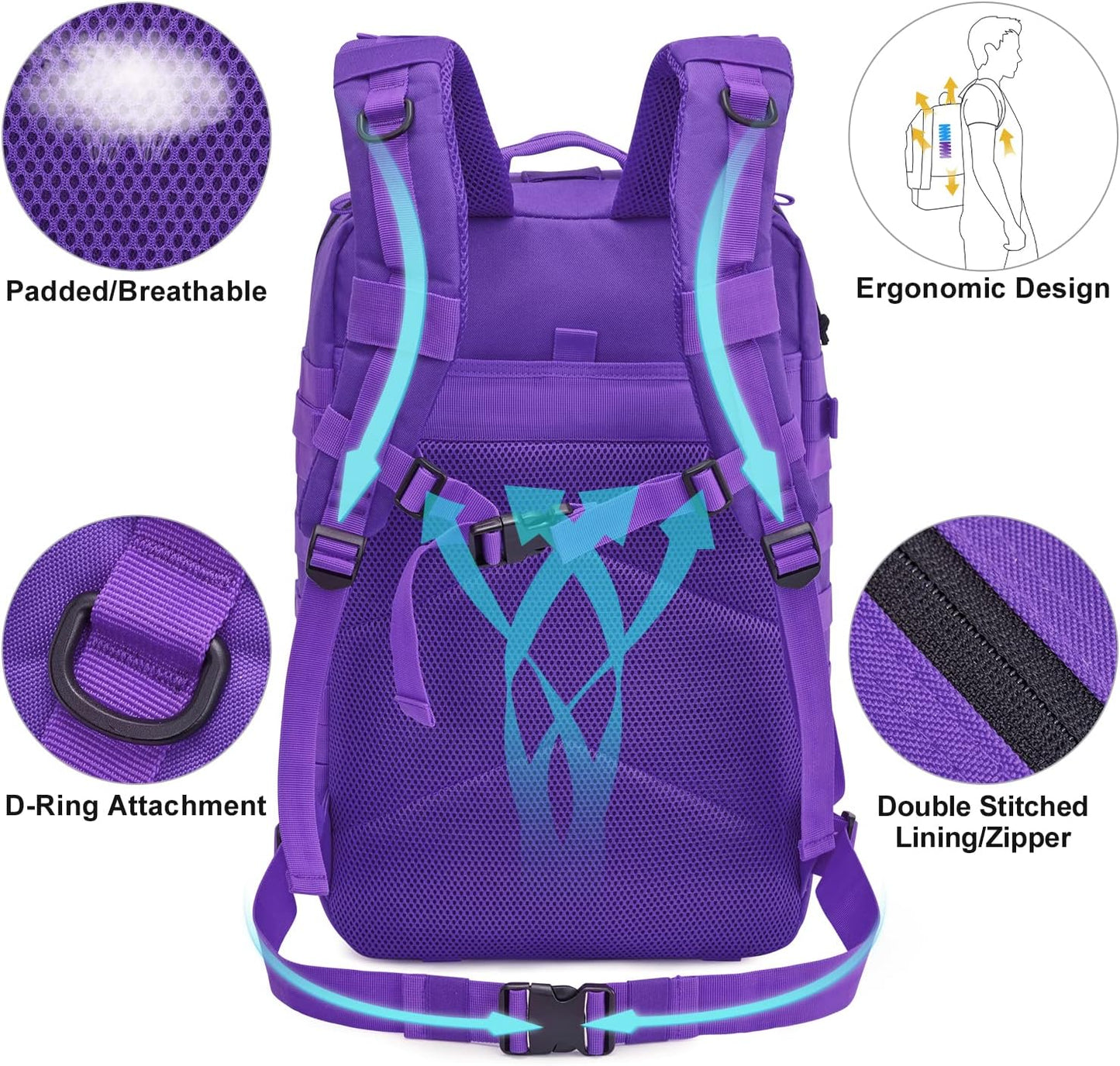 G4Free 45L Military Tactical Backpack 3 Day Assault Survival Molle Pack Bug Out Bag Travel Fishing Backpack Rucksack