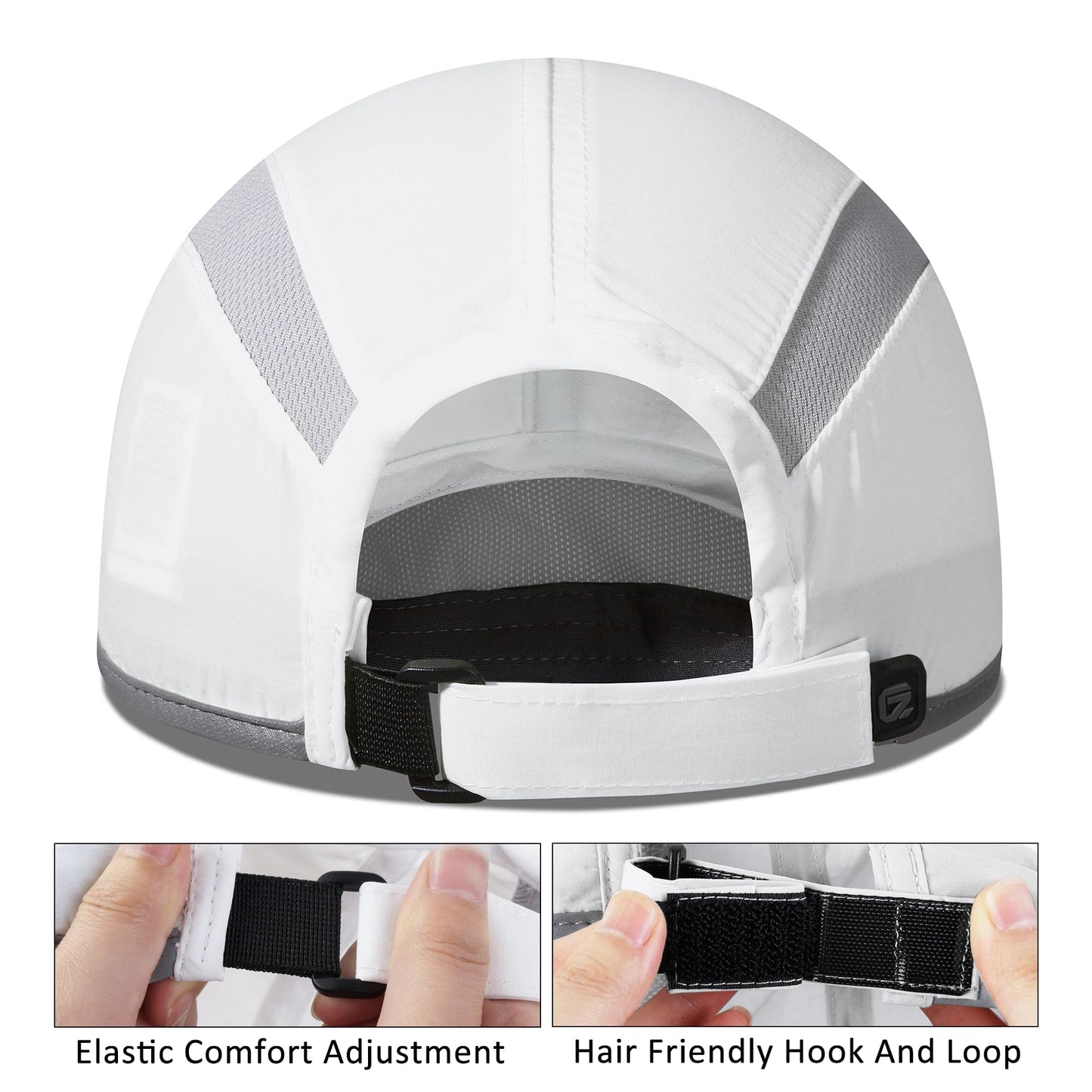 GADIEMKENSD 2 Pack Foldable Sports Sun Cap Men Women UV Protection Golf Hat Breathable Cooling Runner Hat Reflective Baseball Caps White Light Grey