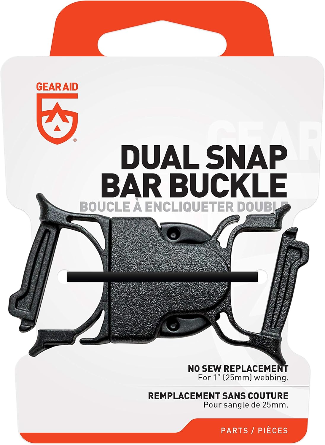 GEAR AID Dual Snap Bar Buckle, 1”, Black
