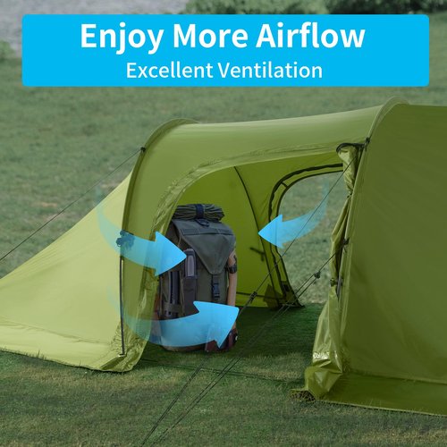 TENPLAY Camping Tent with Porch,2-3 Person,Double Layers,210T Taffeta,SBS Zipper,PU5000mm,Ultralight 11LBS,Easy Set up,2 Room 2 Doors,4 Season for Outdoor Camping Hiking Travel.
