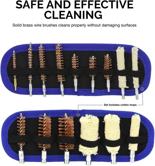 HILTEX 61087 Universal Hand Gun Cleaning Kit, 103 Piece, Storage Case, Maintenance Brushes & Mops to Clean Rifle Parts, Rods, Pistol Parts, & Shotgun Parts in Most Firearms, 9mm Handguns & 22 Rifles