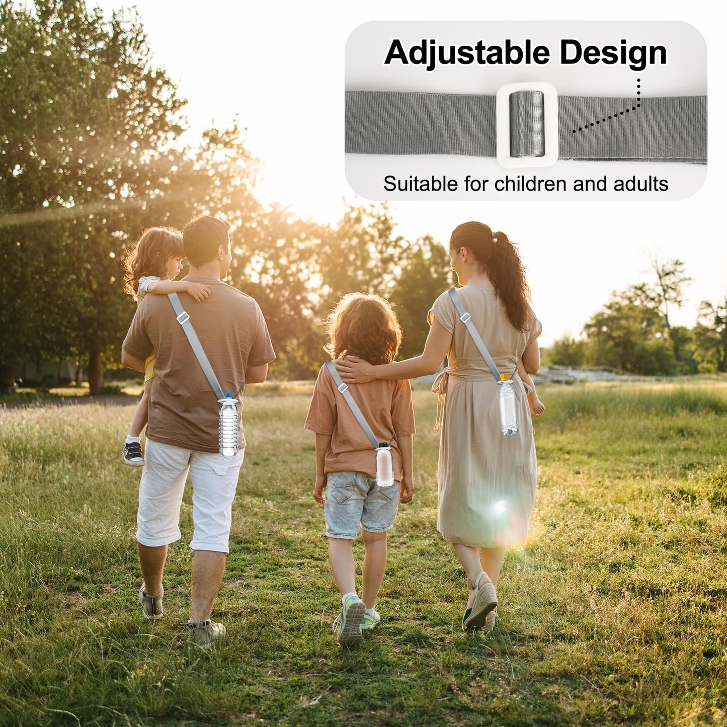 Generic 4 Pack Water Bottle Holder Lanyard, Adjustable Shoulder Strap for 16.9 fl oz Bottles, White