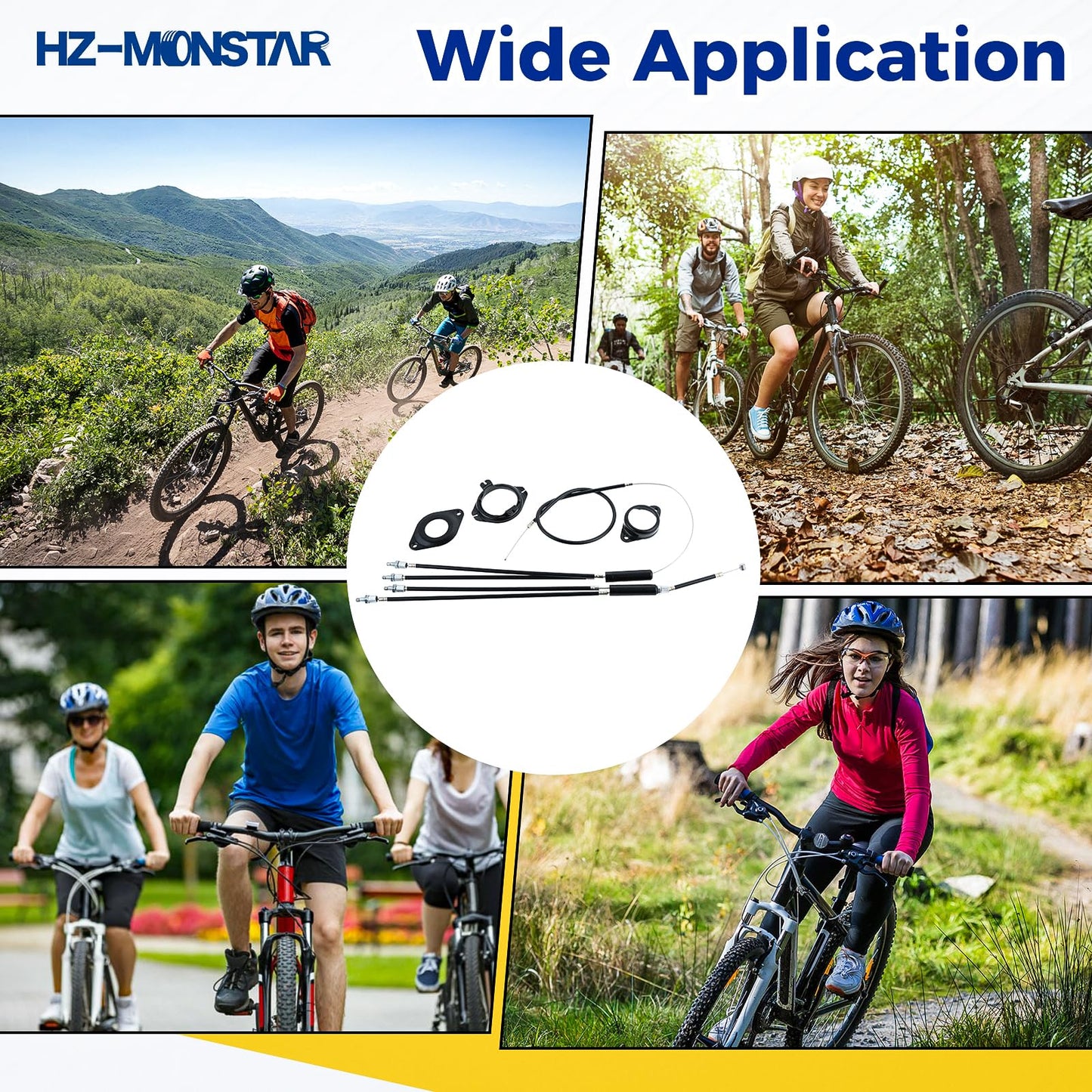 HZ-MONSTAR BMX Bike Gyro Brake Cables Front + Rear (Upper + Lower) with Spinner Rotor Full Kit, Brake Cable and Housing, BMX Bicycle Brake Lines Set Replacement for Gyro Systems and 20" Bikes