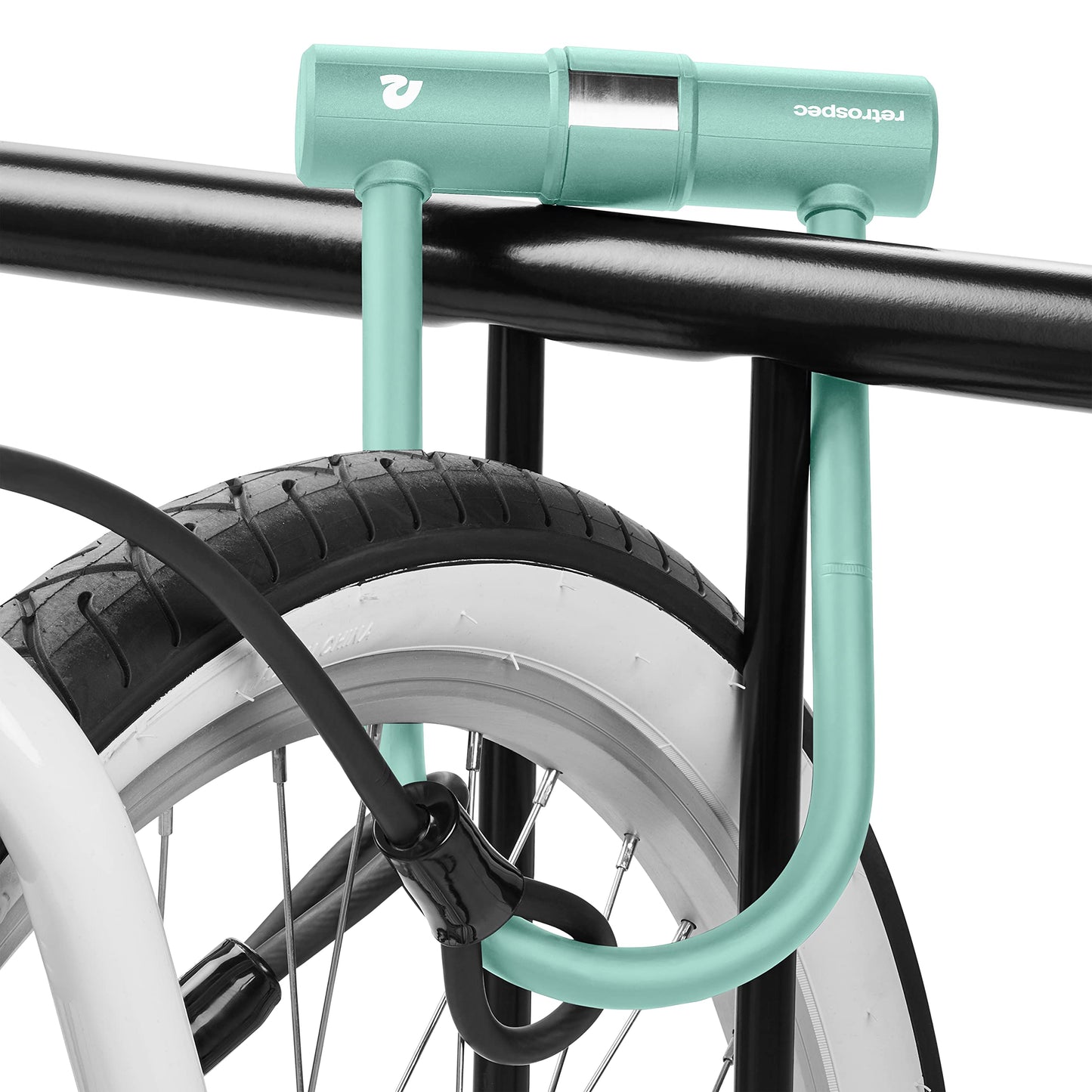Retrospec Lookout Bike Lock with 14mm Hardened Steel U-Lock & 4ft Security Cable - Anti-Theft Protection for Mountain Bikes & eBikes