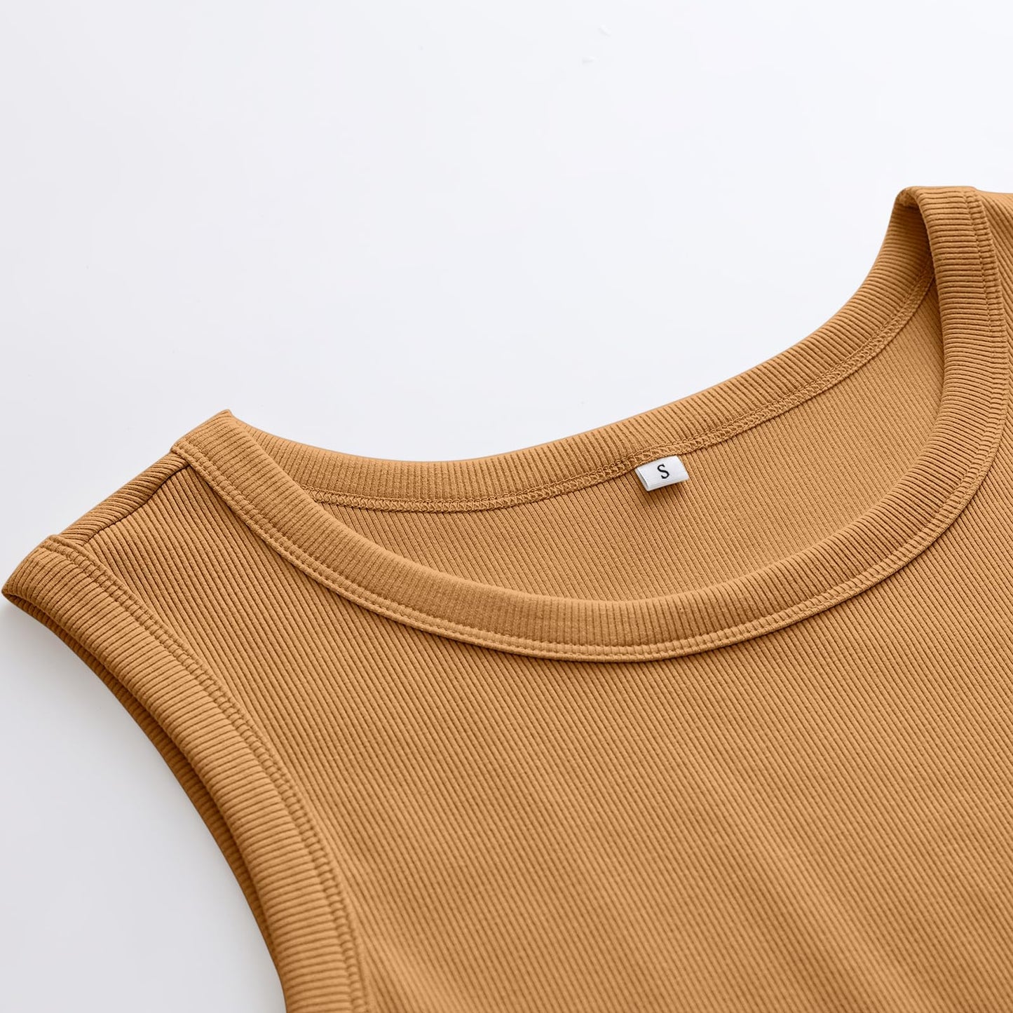 ANRABESS Womens Sleeveless High Neck Tank Tops Fashion Summer Casual Basic Slim Fit Ribbed Racerback Top Shirt Clothes Ginge Large