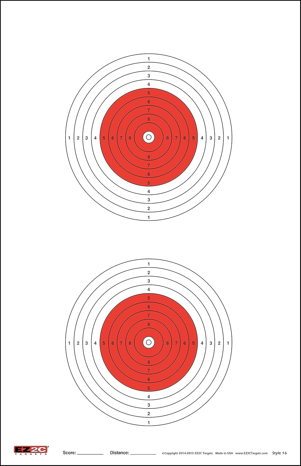 EZ2C Targets Made in USA Style 16 Scoring 50 Meter Air Gun Shooting Target Paper Rifle 11"x17" (25 Count)