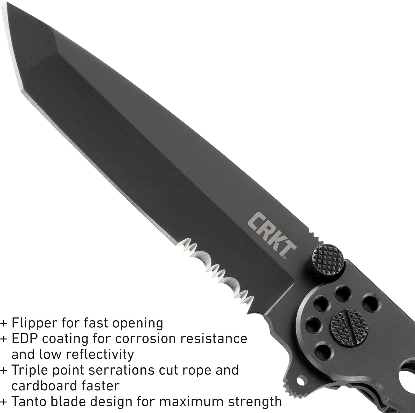CRKT M16-10KZ EDC Folding Pocket Knife: Everyday Carry, Black Serrated Edge Blade, Tanto, Automated Liner Safety, Nylon Handle, Pocket Clip