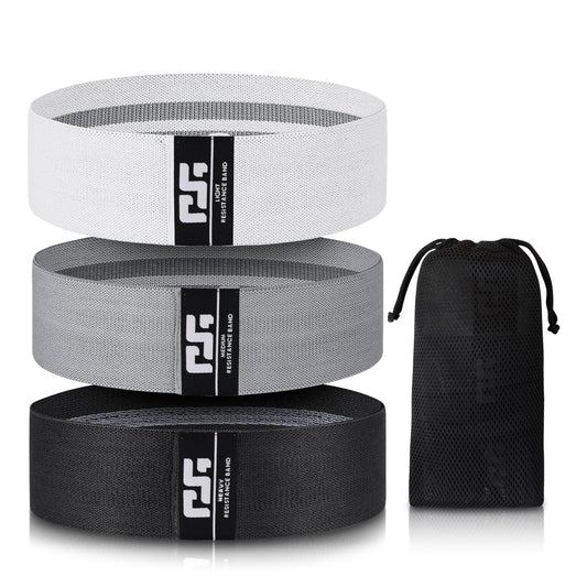 Generic Resistance Bands Set of 3 Heavy Duty Exercise Bands for Strength Training, Yoga, Flexibility, and Squats Includes Carry Bag (White, Grey, Black)