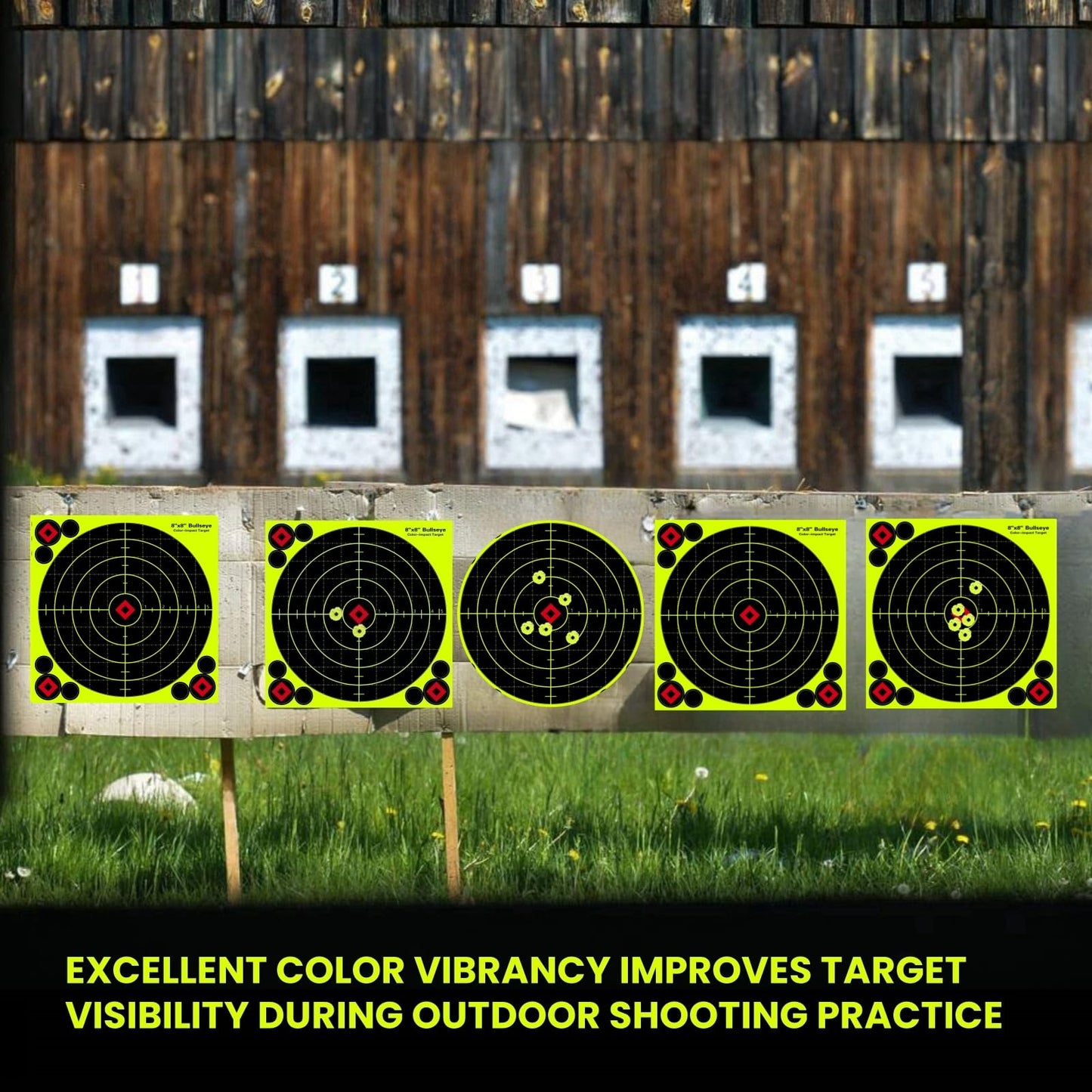8x8 Inch Splatter Paper Targets - High Visibility with Bright Yellow Splatter Effect Shooting Targets Stickers with Repair Pasters for Outdoor Indoor Shooting Practice(50Pack)