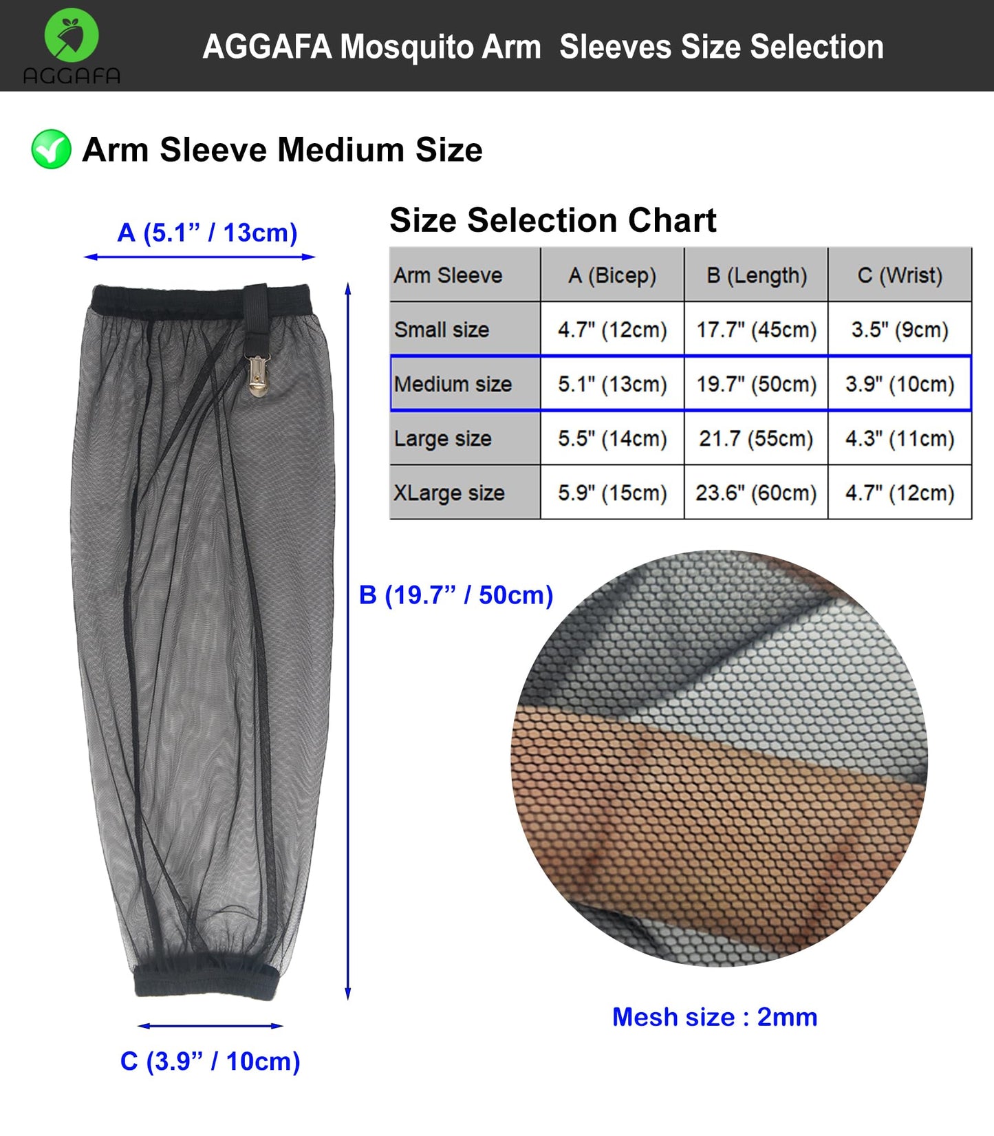 AGGAFA Mosquito Arm sleeves, Providing a physical barrier to help keep mosquitoes and bugs away from your arms when Outdoor Activities such as Gardening Farming Fishing Camping (Small Size)