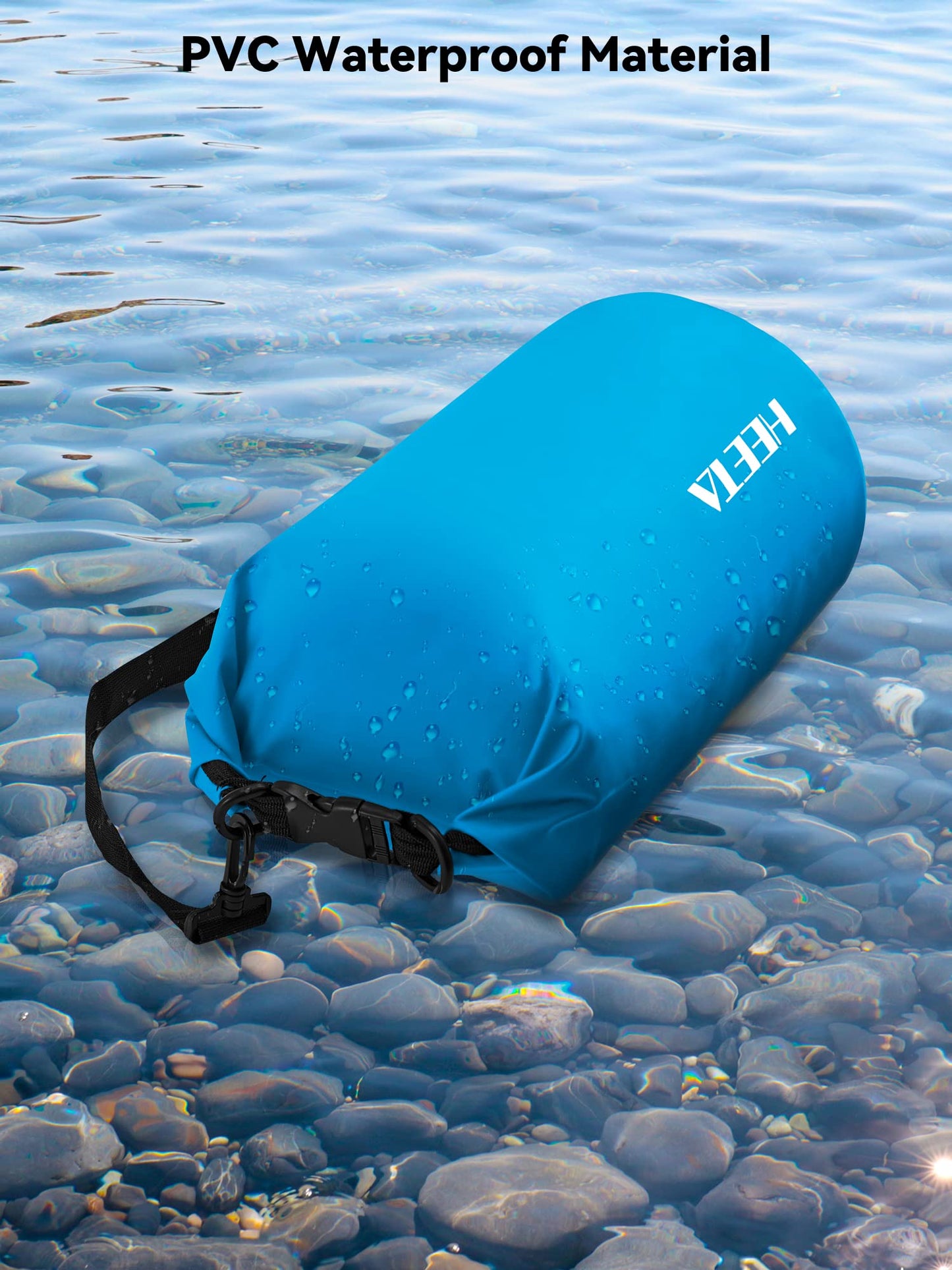 HEETA Waterproof Dry Bag for Women Men, Roll Top Lightweight Dry Storage Bag Backpack with Emergency Whistle for Travel, Kayaking, Boating, Camping, Beach, Cruise Ship Essentials (Blue, 20L)