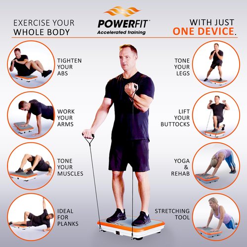 Power Fit Vibration Plate Exercise Machine, Powerfit Elite Vibration Platform, Power Plate, Body Vibration Plate for Lymphatic Drainage, Body Shaker Weight Loss - Remote, Resistance Bands & Diet Plan
