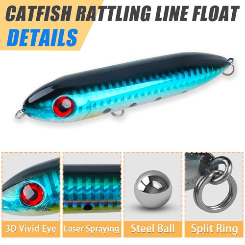 Demon Dragon Catfish Floats Rattling Line Float Lure Catfish Spook Rattle Santee Rig for Lake River Bank Catfishing Tackle, 10pcs
