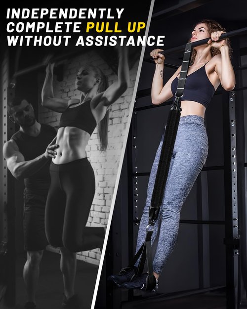 MANUEKLEAR Heavy Duty Resistance Bands for Pull Ups, Pull Up Assistance Bands with Scale Tracking Feature, Adjustable Pull Up Assist Band with Five 50-Pound Pull Up Bands and Fabric Feet/Knee Rest